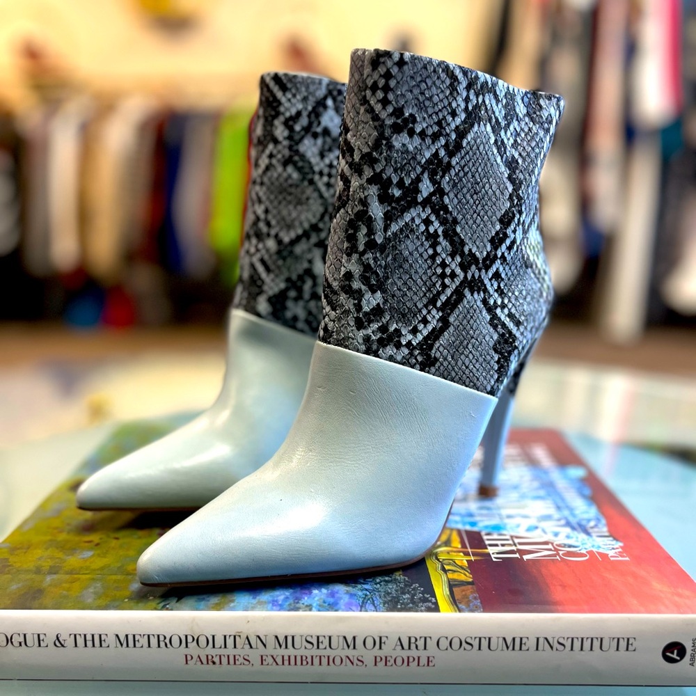 Snakeskin booties